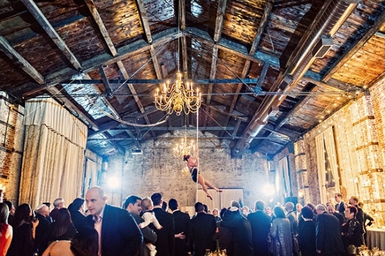 aerialists at wedding reception