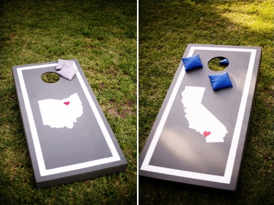 corn hole game with state logos