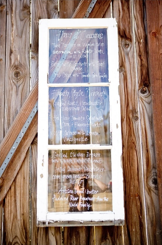 window wedding menu ideas