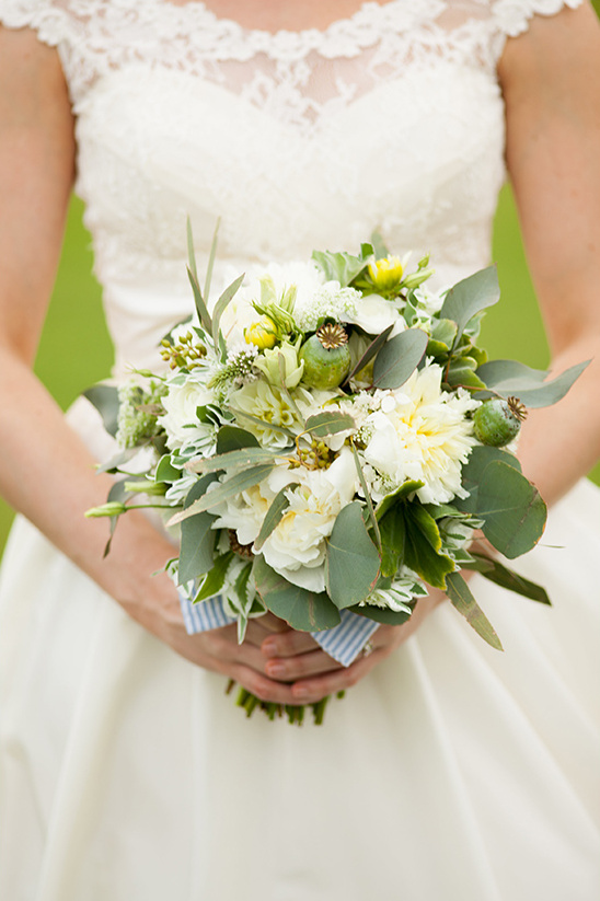 green and white wedding bouquet by Posh Floral Designer