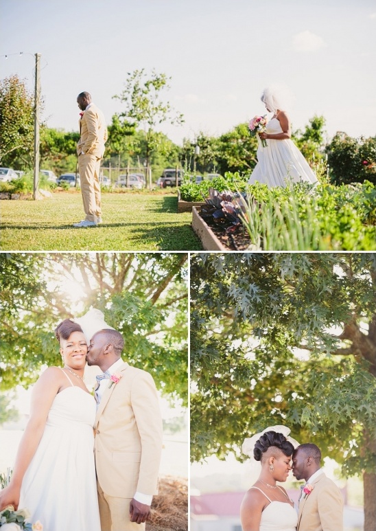 Happy couple wedding garden ceremony photos