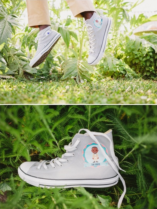 Personalized gray Converse sneakers with custom design