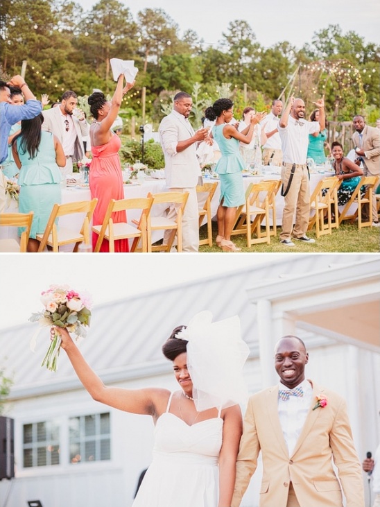 Wedding reception with guests celebrating