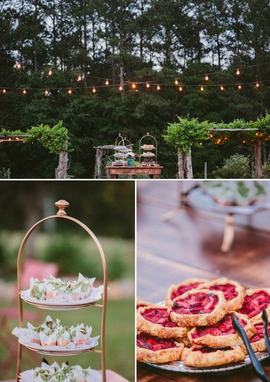 Outdoor wedding desserts, pastries, and treats