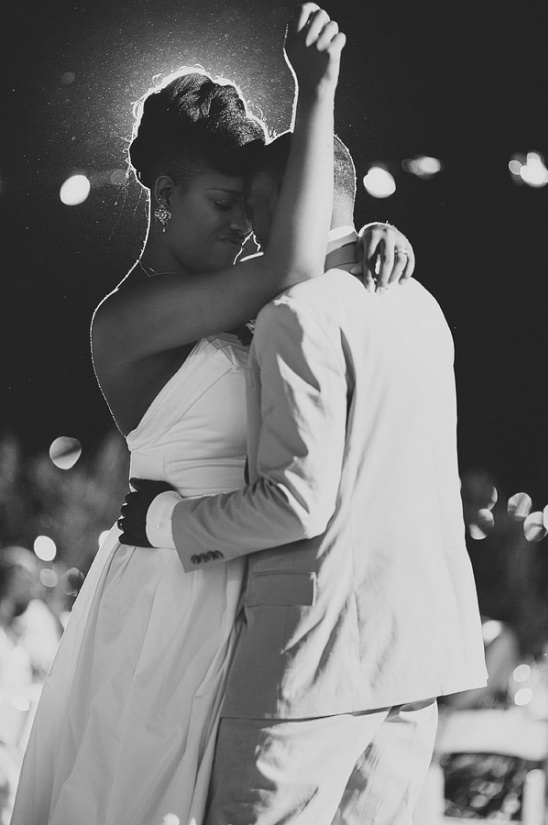 Couple dancing close embrace wedding