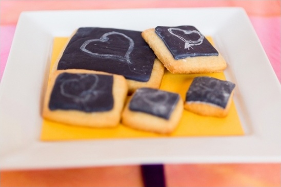 chalkboard cookies as wedding dessert