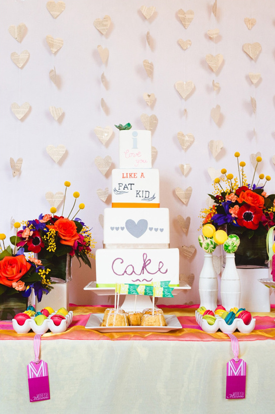 Typographic Cake Table Ideas in Bright and Bold Colors