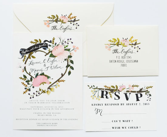 Whimsical Floral Wedding Invites By The First Snow