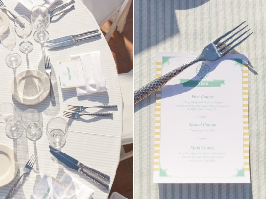 mint and yellow wedding menus by Steven Vogel