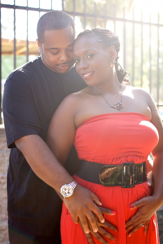 Loving African American couple embracing outdoors
