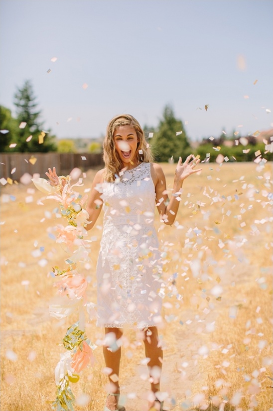 peach and gold confetti balloon