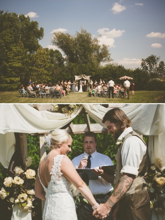 rustic backyard wedding ceremony