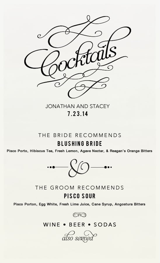 signature cocktail sign