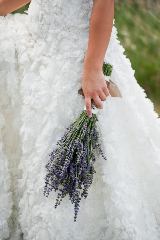 Bride holding lavender bouquet