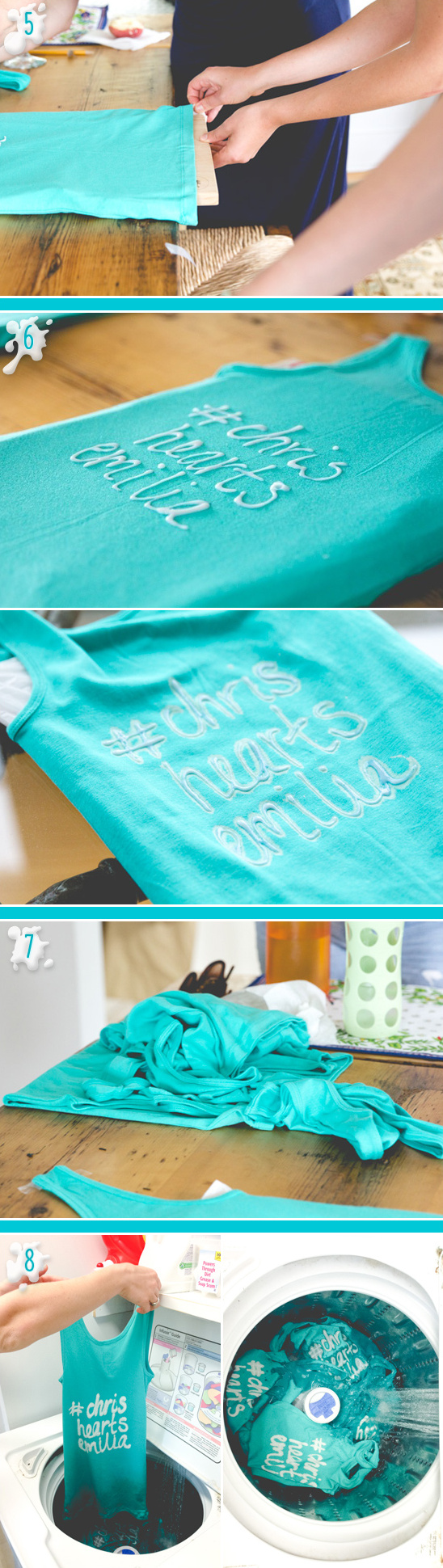 DIY turquoise shirt tutorial:  Steps to create a custom design
