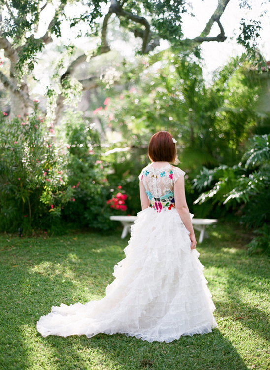 applique bridal gown back