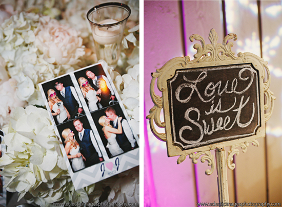 Wedding photo booth and Love is Sweet sign display