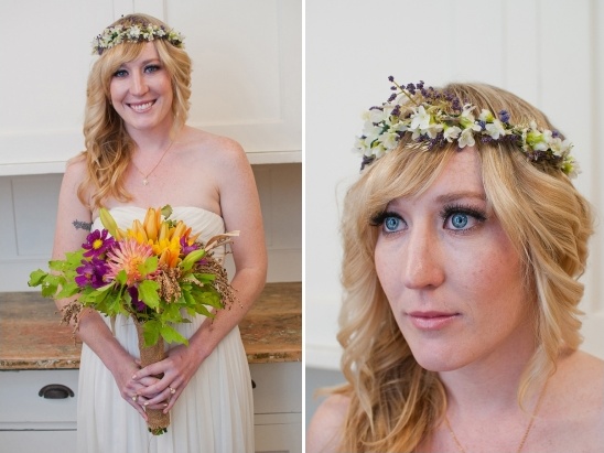 bohemian bridal looks with floral crown