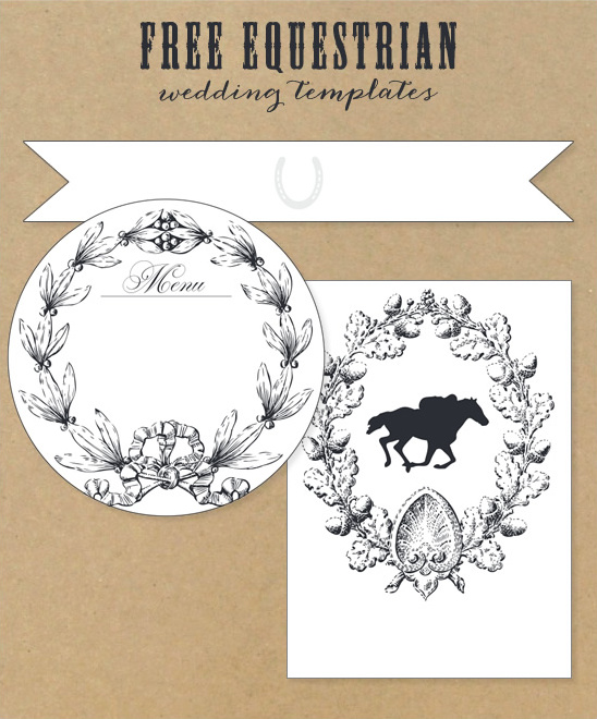 Equestrian themed wedding invitation templates menu horse