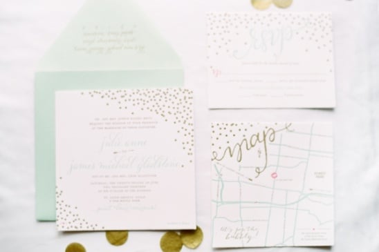 mint and gold wedding invite