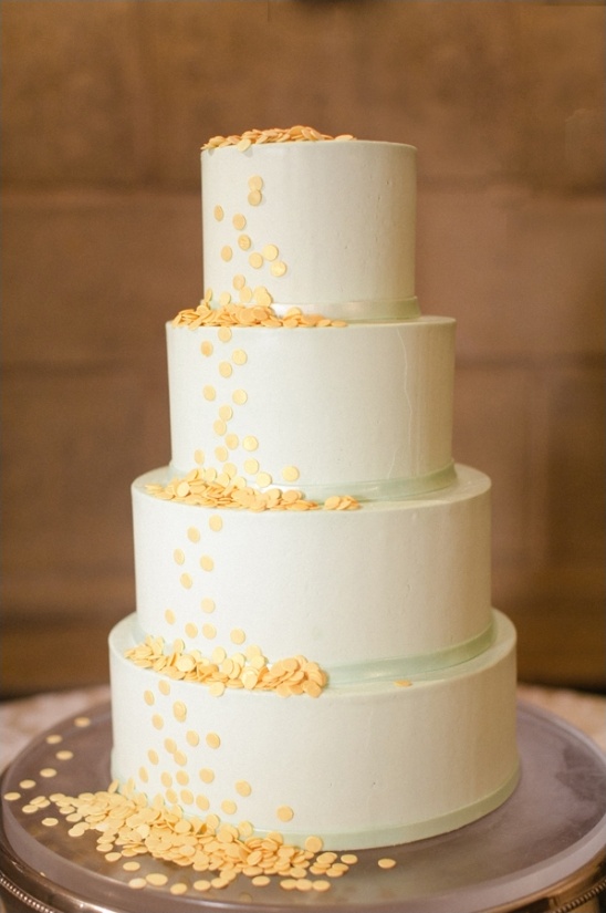 white, mint and yellow wedding cake by Sugaree Baking Company