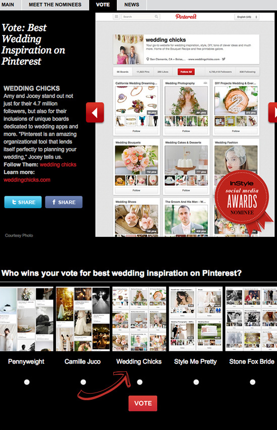 Wedding inspiration boards on Pinterest vote