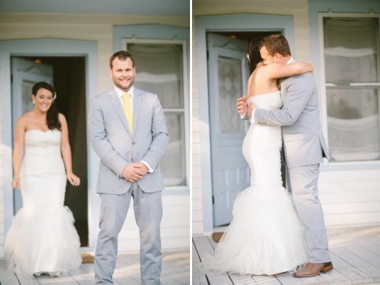 Bride and groom's emotional first look