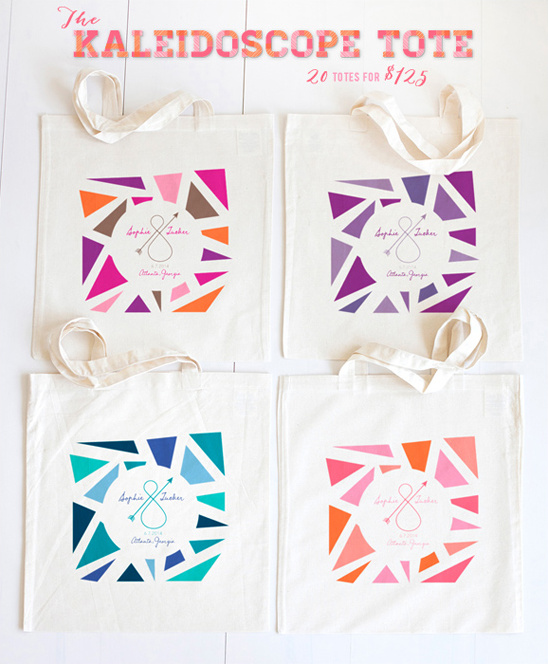 kaleidoscope tote bags from the wedding chicks
