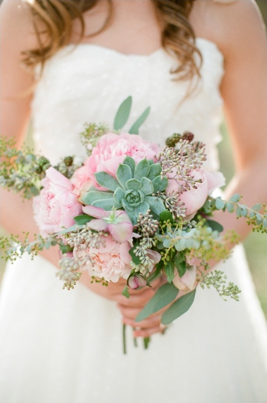 pink and succulent wedding bouquet by Amy Lynne Originals