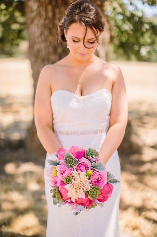 pink and succulent wedding bouquet