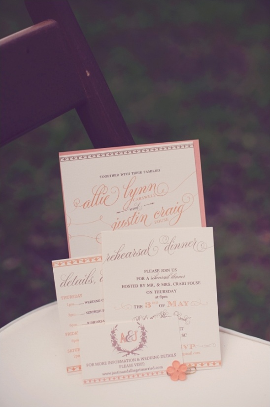 pink and peach wedding invitation ideas