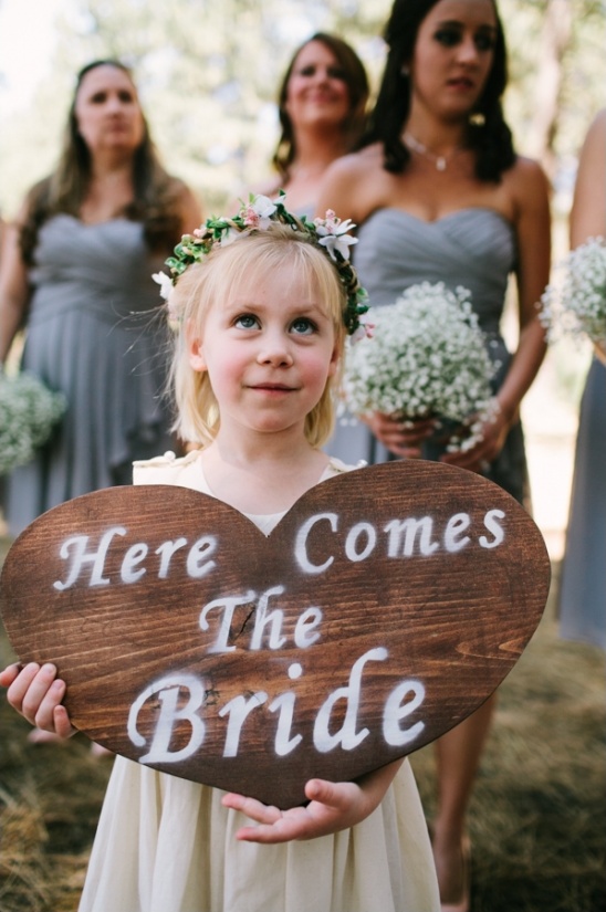 here comes the bride rustic heart sign