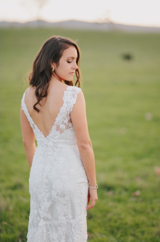 vintage wedding dress with hair down
