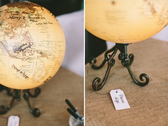 Vintage globe guestbook, sign