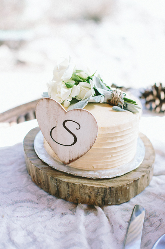 Pretty wedding cake with initial S
