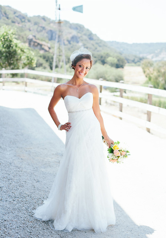 chiffon and lace wedding gown by La Soie Bridal