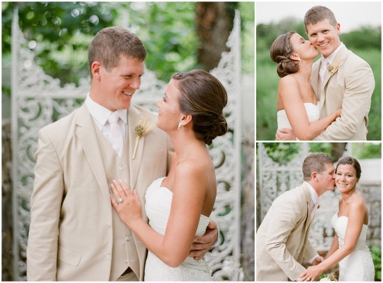 Happy bride and groom outdoor wedding photoshoot