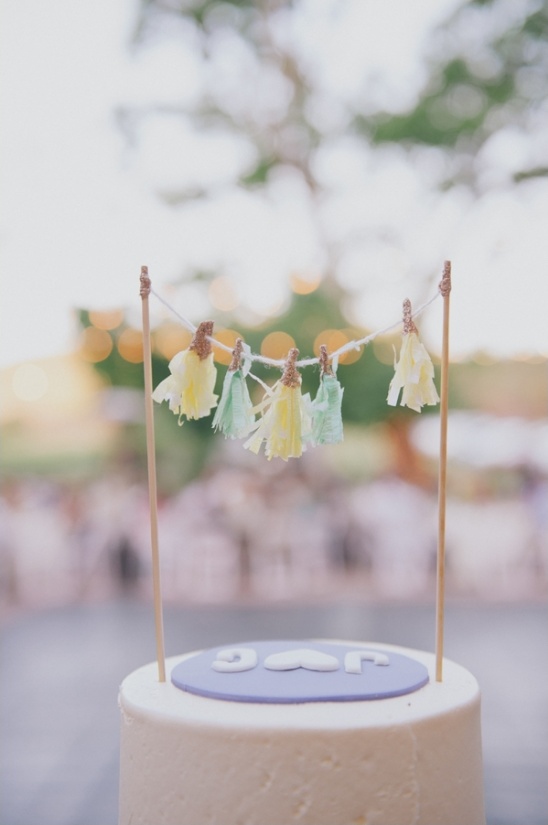 yellow and green wedding cake topper
