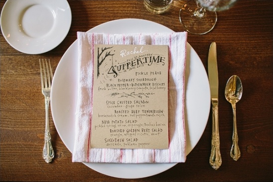 handmade wedding menu by evie coates