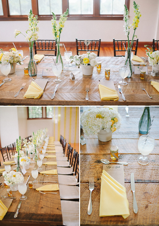 yellow and grey table settings