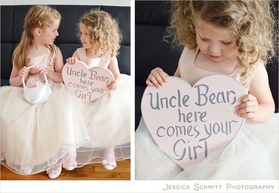 Flower girls with heart sign