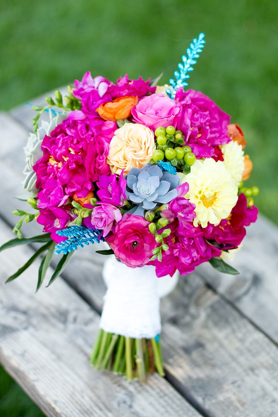 Fuchsia and Turquoise Bouquet