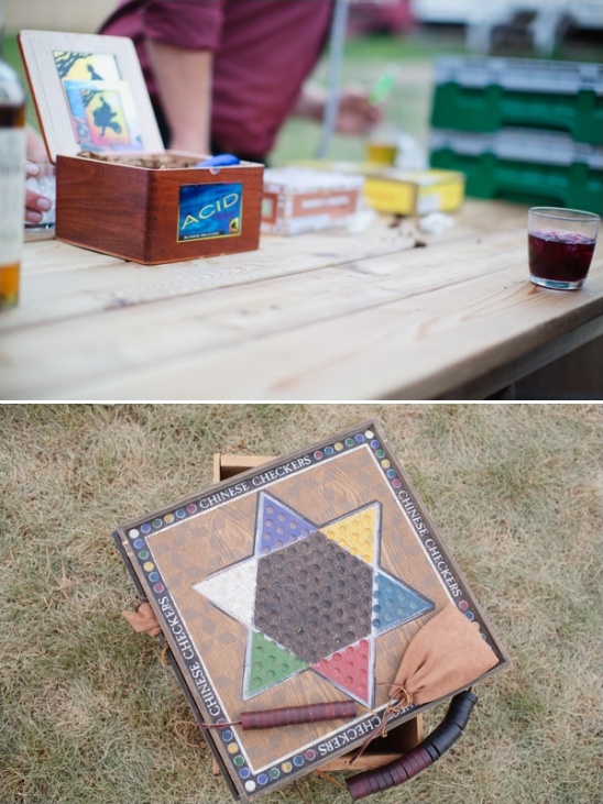 A picnic with drinks cigars and a Chinese checkers board
