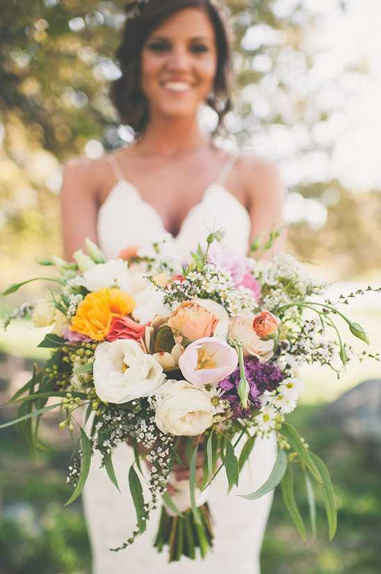 colorful wedding bouquet by L and S Design Co