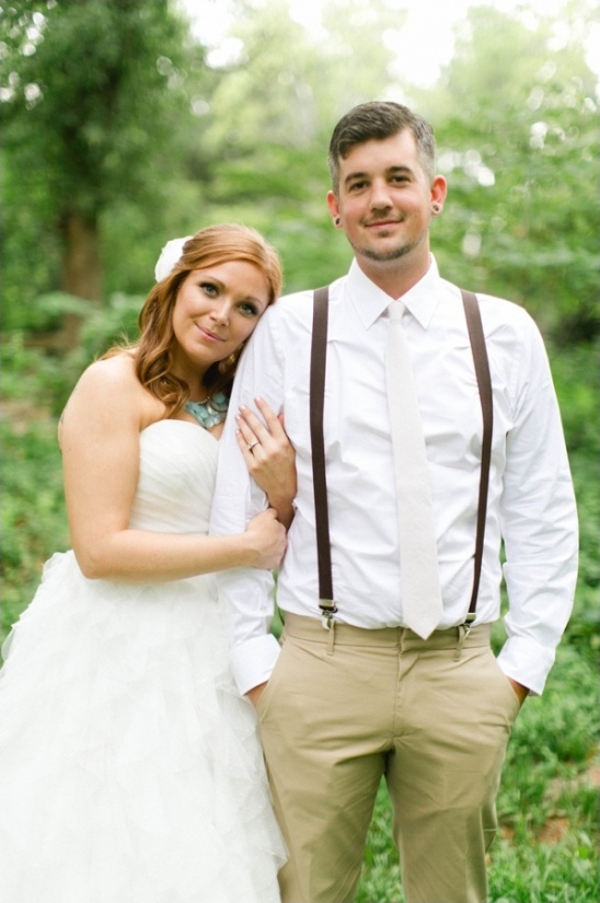 Happy bride and groom on their wedding day