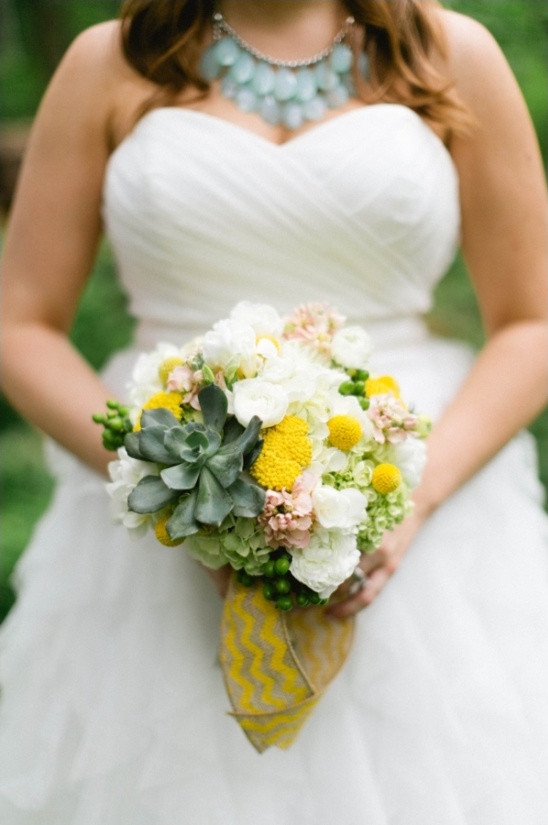 succulent wedding bouquet by denton florist