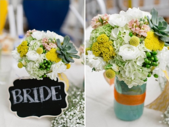 Bright yellow and white wedding bouquet