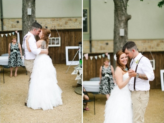 Happy couple dancing at wedding reception