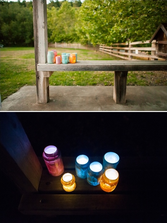 DIY painted mason jar lanterns day and night scenes