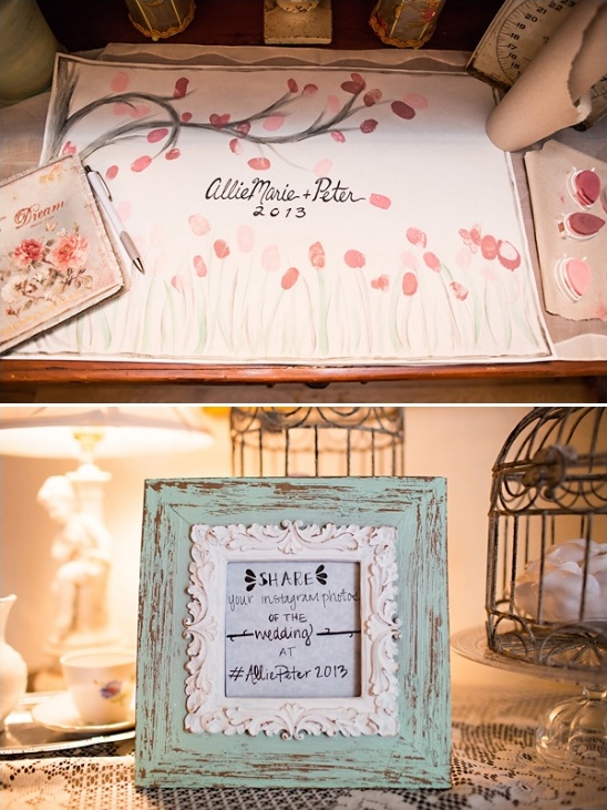 Here's an alt tag option:

Allie & Peter's 2013 wedding guest book & photo share sign